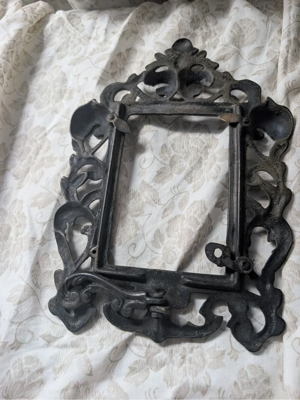 Ornate Vintage Black Cast Iron Decorative Frame